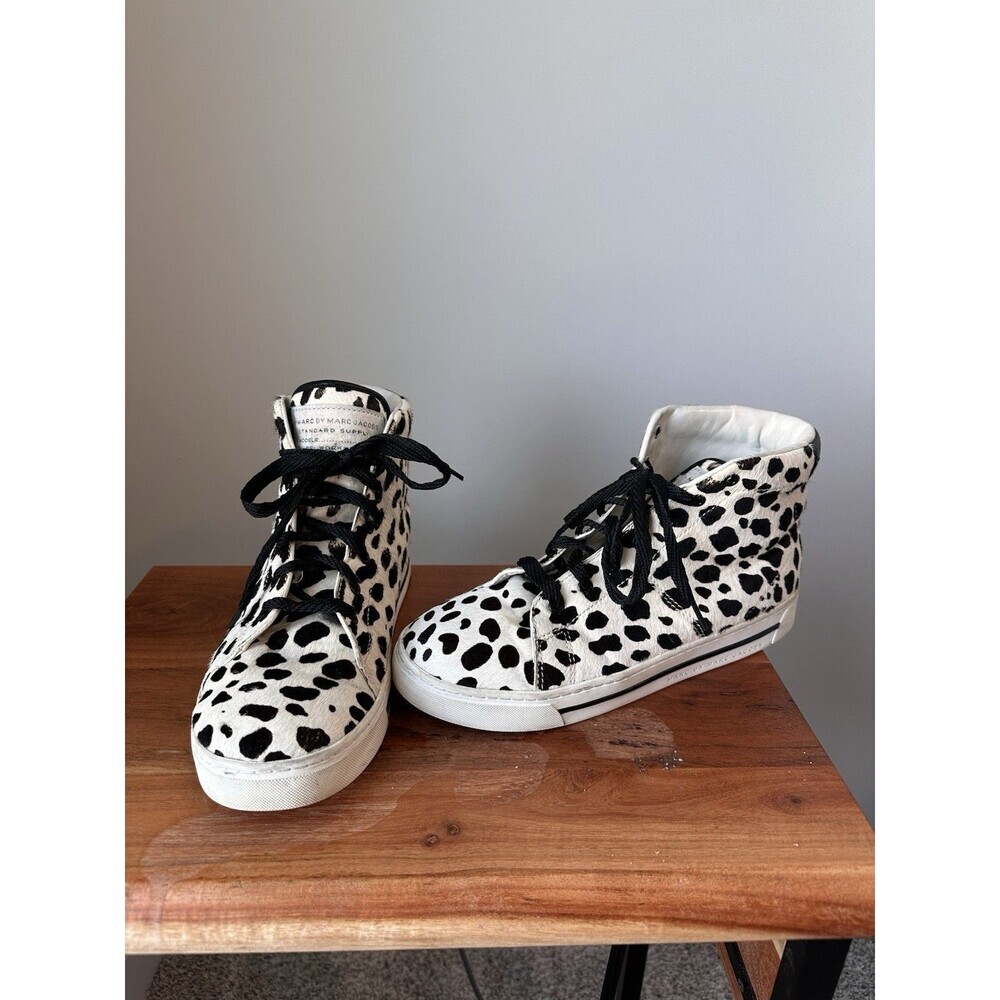 Marc Jacobs Calf Hair Dalmatian Spot High Top Sneakers Womens Size 40 US 9.5-10